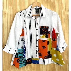 Ali Miles tunic top artsy colorful casual art to wear summer funky fest womer Mp